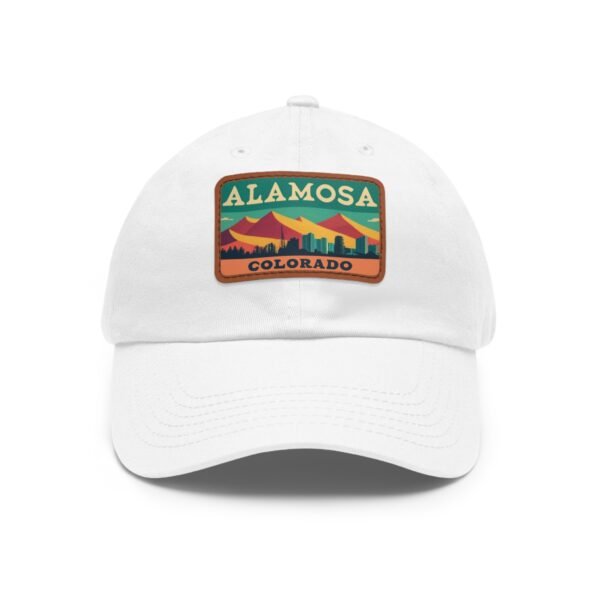 Alamosa Colorado Hat - Retro Sunset Rectangular Leather Patch Cap, Great Sand Dunes Mountains Souvenir Dad Hat, Travel Gift
