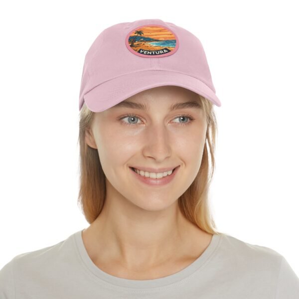 Ventura Hat - PU Leather Patch Retro Sunset Beach Baseball Cap, California Coastal Souvenir