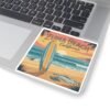 Zuma Beach California Vinyl Sticker - Surfboard Sunset Design, Retro Beach Vibes, California Travel Decal, Malibu Souvenir
