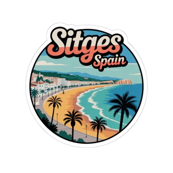 Sitges Spain Sticker - Retro Coastal Travel Decal, Mediterranean Beach Souvenir