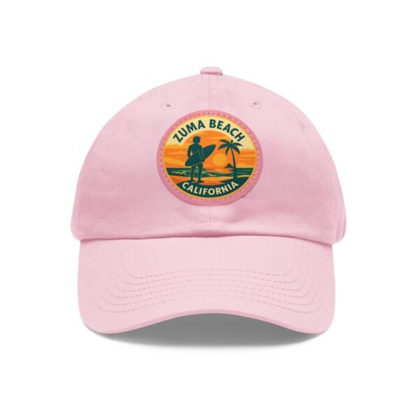Zuma Beach California Hat - Leather Patch Sunset Surf Cap with Palm Tree, Retro Coastal Baseball Dad Hat, City Vibes Travel Souvenir