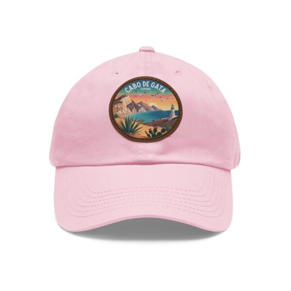Cabo de Gata Hat - Spain Leather Patch Cap, Retro Sunset Coastal Design, Andalusia Travel Souvenir, Unique Mediterranean Gift