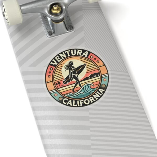 Kiss-Cut Stickers - Retro Ventura California Vintage Surf Girl Design, Beach Lover Decal, Laptop Sticker, Water Bottle Label, Scrapbook