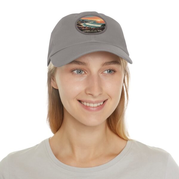 Carmel by the Sea Hat - Retro Coastal Leather Patch Cap, California Ocean Sunset Design, Vintage Travel Souvenir Beach Town Gift