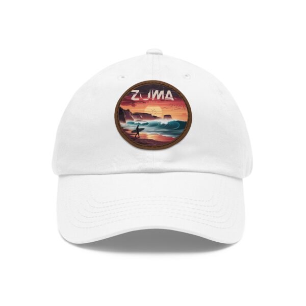 6217022466235656720_2048.jpeg Zuma Beach California Hat - Retro Surf Cap with Leather Patch, Coastal Sunset Design, Malibu Surfer Gift, Beach Lover Dad Hat