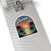 Tampa Florida Sticker - Retro Palm Trees and Boats Sunset Design with Seagulls - Vintage Coastal Travel Souvenir Vinyl Decal