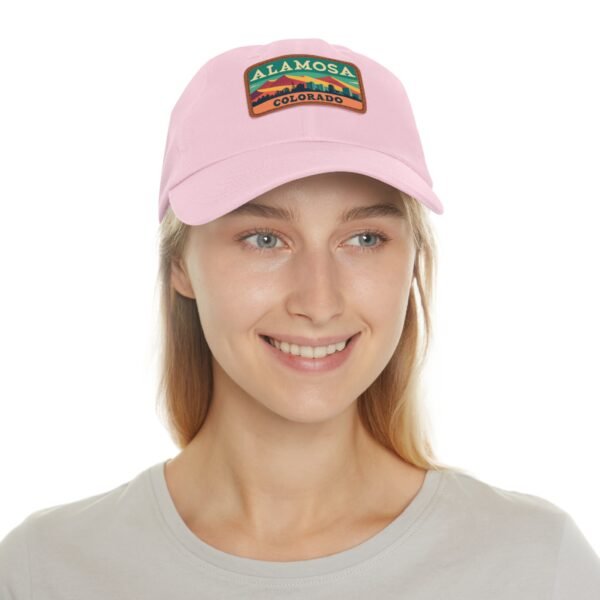 Alamosa Colorado Hat - Retro Sunset Rectangular Leather Patch Cap, Great Sand Dunes Mountains Souvenir Dad Hat, Travel Gift