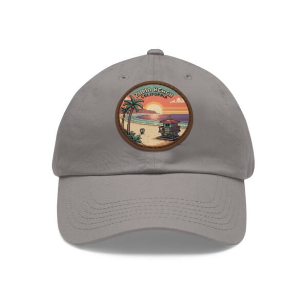 Zuma Beach California Hat - Retro Sunset Leather Patch Cap, Pixel Art Coastal Dad Hat, Malibu Surf Style Beachwear