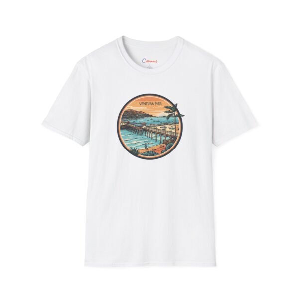 Ventura, California | Aerial view drawing of Ventura Pier - Unisex Softstyle T-Shirt