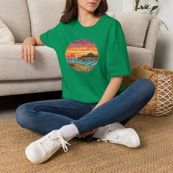 Embrace the Horizon: Pixel Art Ventura Pier Sunset - Unisex Softstyle T-Shirt