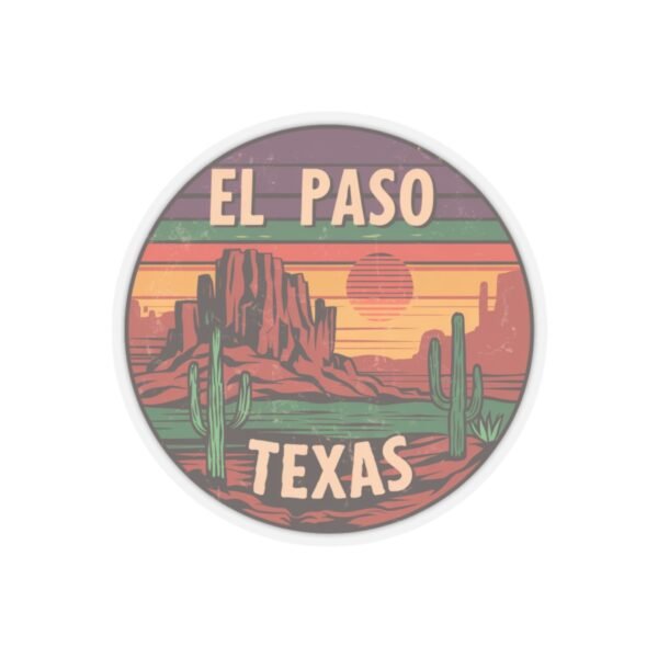 Desert Sunset Kiss-Cut Stickers | El Paso Texas, Cactus and Rocks, Southwestern Decor, Laptop Decals, Wanderlust Travel Accessories