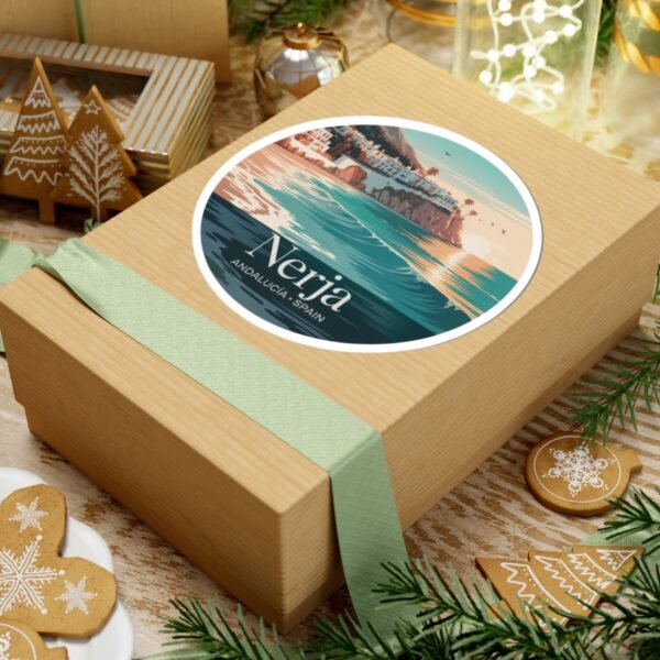 Nerja Spain Sticker - Retro Coastal Design of Andalucía | Mediterranean Travel Vinyl Decal for Laptop, Journal & Water Bottle