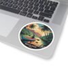 Wailua River Hawaii Sticker - Retro Kayak Adventure Art with Tropical Sunset & Palms - Vintage Style Hawaiian Travel Souvenir