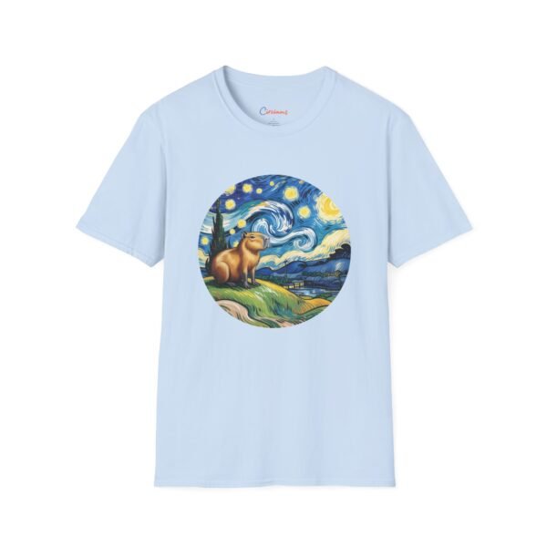 Capybara Starry Night T-Shirt, Artistic Style Tee, Whimsical Animal Graphic Shirt, Painting Inspired Tee, Softstyle Tee, Art Lover