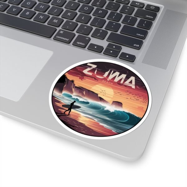 Zuma Beach California Sticker - Retro Sunset Surf Design | Malibu Coast Waves | Vintage Ocean Art | California Travel Gift