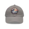 Sausalito California Hat - Leather Patch Cap with Heron & Coastal Sunset, Retro Bay Area Souvenir, Unique Travel Gift Dad Hat