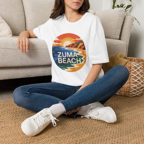 Zuma Beach California Sunset Tee - Retro Ocean Cliff Shirt | Colorful Coastal Art | Unisex T-Shirt