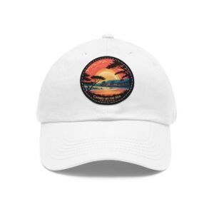 Carmel-by-the-Sea Hat - Premium Dad Cap with PU Leather Patch, California Coastal Sunset Design, Travel Souvenir Gift
