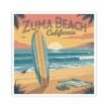 Zuma Beach California Vinyl Sticker - Surfboard Sunset Design, Retro Beach Vibes, California Travel Decal, Malibu Souvenir