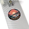 6464982359542214566_1200.jpeg Carmel-by-the-Sea California Sticker - Retro Sunset Coastal Art, Vintage Round Ocean View with Cottages & Cypress Trees, Travel Souvenir