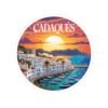 Cadaqués España Sticker - Sunset Coastal View, Mediterranean Village & Boats - Travel Souvenir, Beach Town Art, Summer Vibes