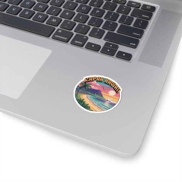 Kapaa Hawaii Pixel Art Sticker - Retro 8-Bit Beach Sunset with Nounou Mountain & Palm Trees - Vintage Gamer Travel Souvenir