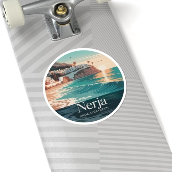 Nerja Spain Sticker - Retro Coastal Design of Andalucía | Mediterranean Travel Vinyl Decal for Laptop, Journal & Water Bottle