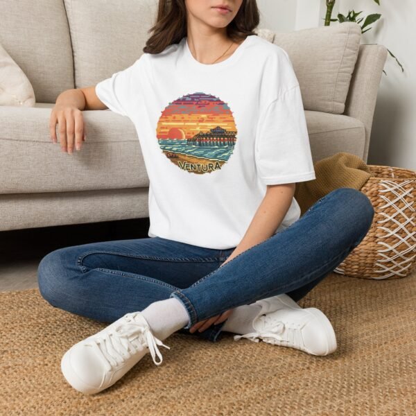 Embrace the Horizon: Pixel Art Ventura Pier Sunset - Unisex Softstyle T-Shirt