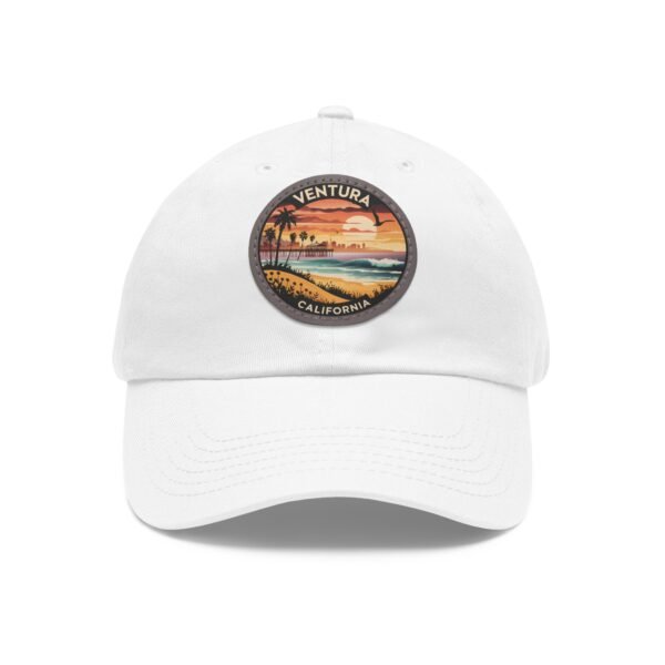 Ventura California Hat - PU Leather Patch Retro Sunset Baseball Cap, Coastal Travel Souvenir