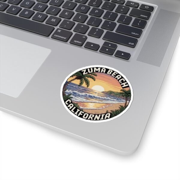 Zuma Beach California Sticker - Retro Pixel Art Coastal Decal, 3x3" Oval Vinyl Sticker for Laptops, Water Bottles & Beach Vibes Lovers