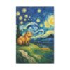 Canvas Print, Capybara Art - Tranquil Night Landscape Wall Decor, Whimsical Animal Illustration, Capybara Nation Collection, Nature Lover
