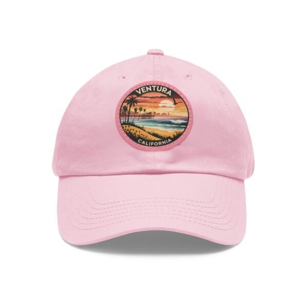 Ventura California Hat - PU Leather Patch Retro Sunset Baseball Cap, Coastal Travel Souvenir