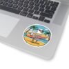 Zuma Beach Pixel Art Sticker - 8-Bit Seagull Surfboard Sticker, California Summer Vibes, Retro Gamer Beach Sticker, Cool Vinyl Decal