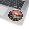 6873675472371666184_1200.jpeg Carmel-by-the-Sea California Sticker - Retro Sunset Coastal Art, Vintage Round Ocean View with Cottages & Cypress Trees, Travel Souvenir