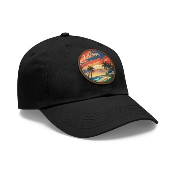 Tampa Florida Hat - PU Leather Patch Coastal Sunset Baseball Cap, Florida Travel Souvenir,