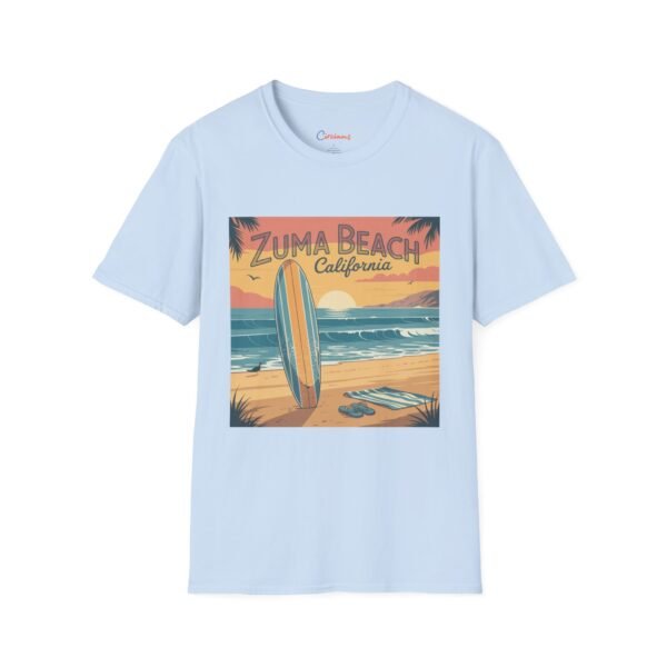 Zuma Beach California Retro Surf T-Shirt | Vintage Coastal Vibes | Unisex Softstyle Tee | Summer Gift for Dreamers & Travelers
