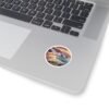 Cadaqués España Sunset Round Vinyl Sticker - Mediterranean Coastal Design, Spanish Seaside Travel Gift, Costa Brava Beach Art