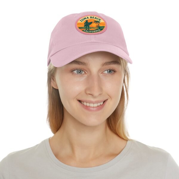 Zuma Beach California Hat - Leather Patch Sunset Surf Cap with Palm Tree, Retro Coastal Baseball Dad Hat, City Vibes Travel Souvenir