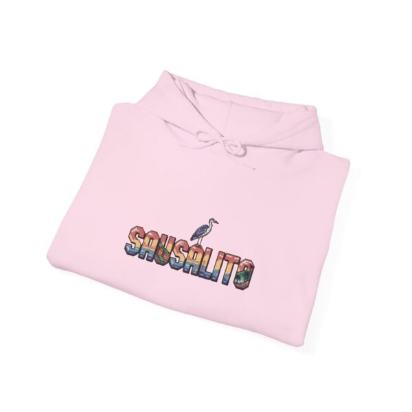 Sausalito California Hoodie - Coastal Travel Sweatshirt, Retro Graphic Heron Design, Bay Area Souvenir, Unisex Coastal Style