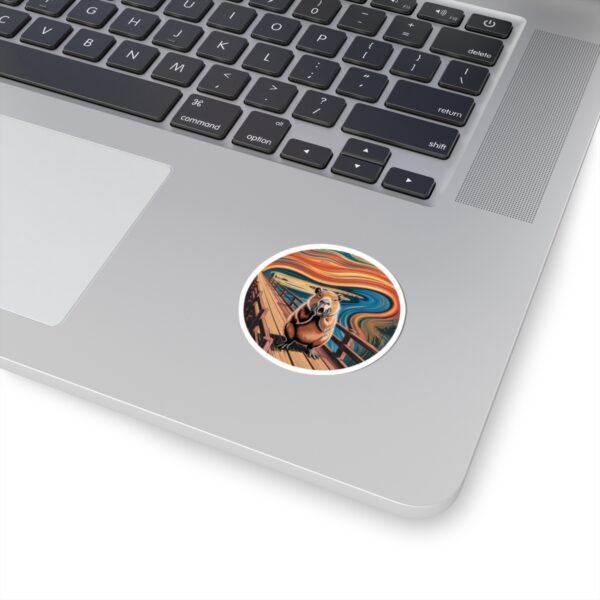 The Capy Scream Vinyl Sticker - Funny Capybara Art Inspired by The Scream | Round Waterproof Decal for Laptops, Journals & Gifts