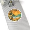 Stickers, Vintage Ocean Art, California Sunset Design, Coastal Landscape Illustration, Surf & Sail Graphic