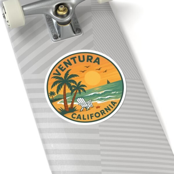 Stickers, Vintage Ocean Art, California Sunset Design, Coastal Landscape Illustration, Surf & Sail Graphic