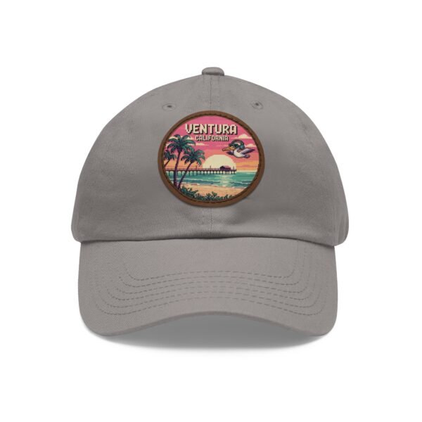 Ventura California Pixel Art Hat - Retro Coastal Leather Patch Cap with Sunset Beach Scene | California 8-Bit Design Gift