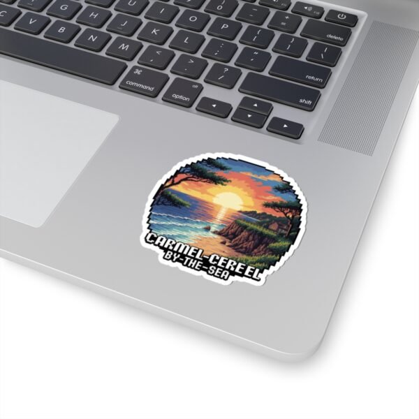 Carmel-by-the-Sea Sticker - Pixel Art Sunset Ocean Cliff Scene with Retro Gaming Style - California Coastal Travel Souvenir Decal