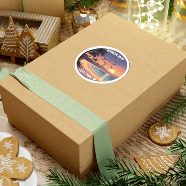 7239214941393083850_1200.jpeg Byron Bay Australia Sticker - Retro Pixel Art Beach Sunset Design, Coastal Travel Souvenir, Vintage Ocean Scene Vinyl Sticker