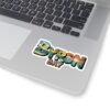 Byron Bay Australia Sticker - Retro Coastal Surf Design with Sunset, Lighthouse, Palm Trees, Ocean Waves & Dolphin - Travel Souvenir Art