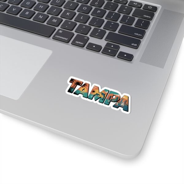 Tampa Florida Sticker - Retro Vintage Lettering Art with Dolphins, Palms, Sailboats & Skyline - Coastal Travel Souvenir