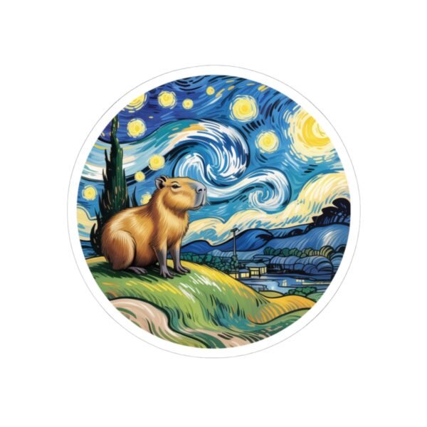 Capybara Starry Sky Sticker - Whimsical Art-Inspired Kiss-Cut Sticker for Nature & Animal Lovers, Cute Gift, Laptop Decal, Planner Sticker,