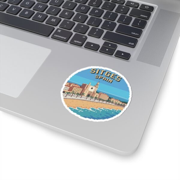 Sitges Spain Sticker - Pixel Art Coastal Travel Design, Retro Mediterranean Beach Souvenir