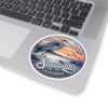 Sausalito California Sticker - Coastal Sunset with Heron Design, Retro Vinyl Decal, Unique Bay Area Souvenir, Travel Gift Waterproof